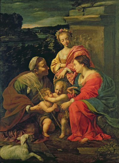 聖エリザベスと聖母子、幼児聖ヨハネと聖キャサリン、1624-26年 作： Simon Vouet